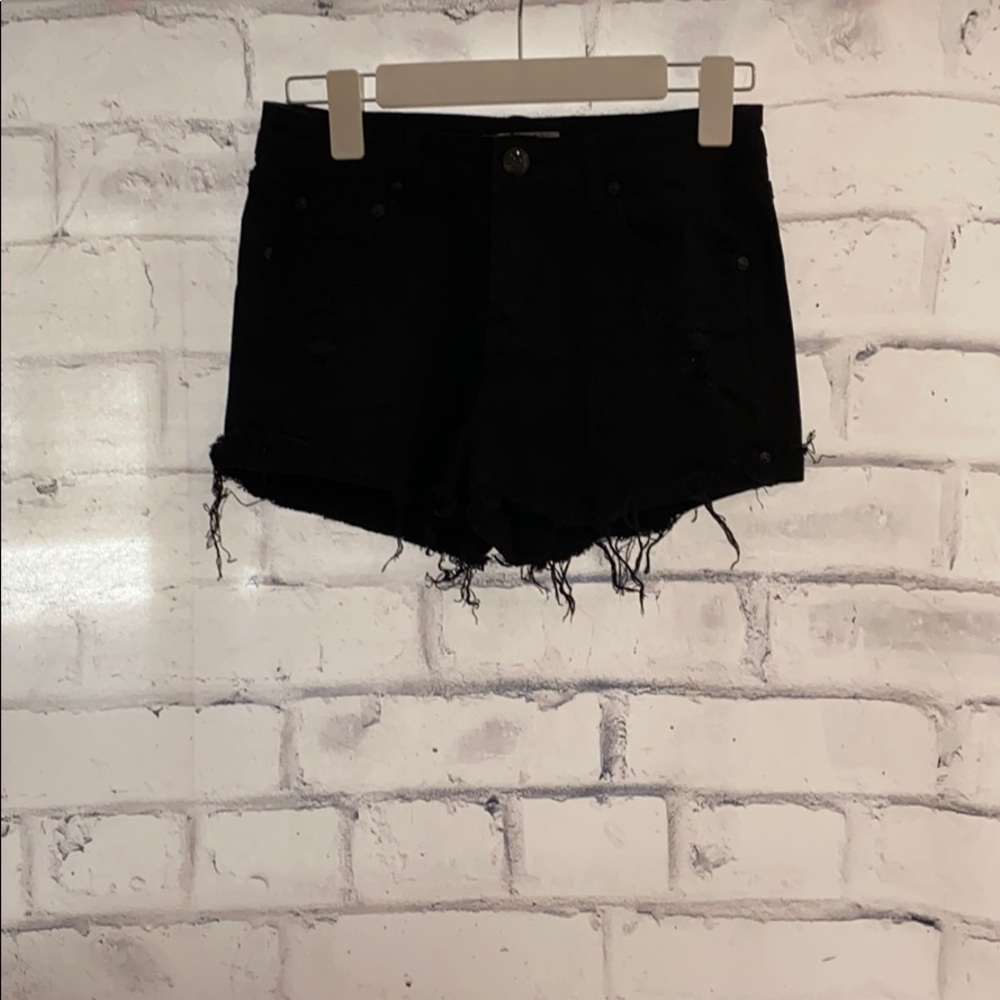 Ripped black jean shorts